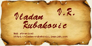 Vladan Rubaković vizit kartica